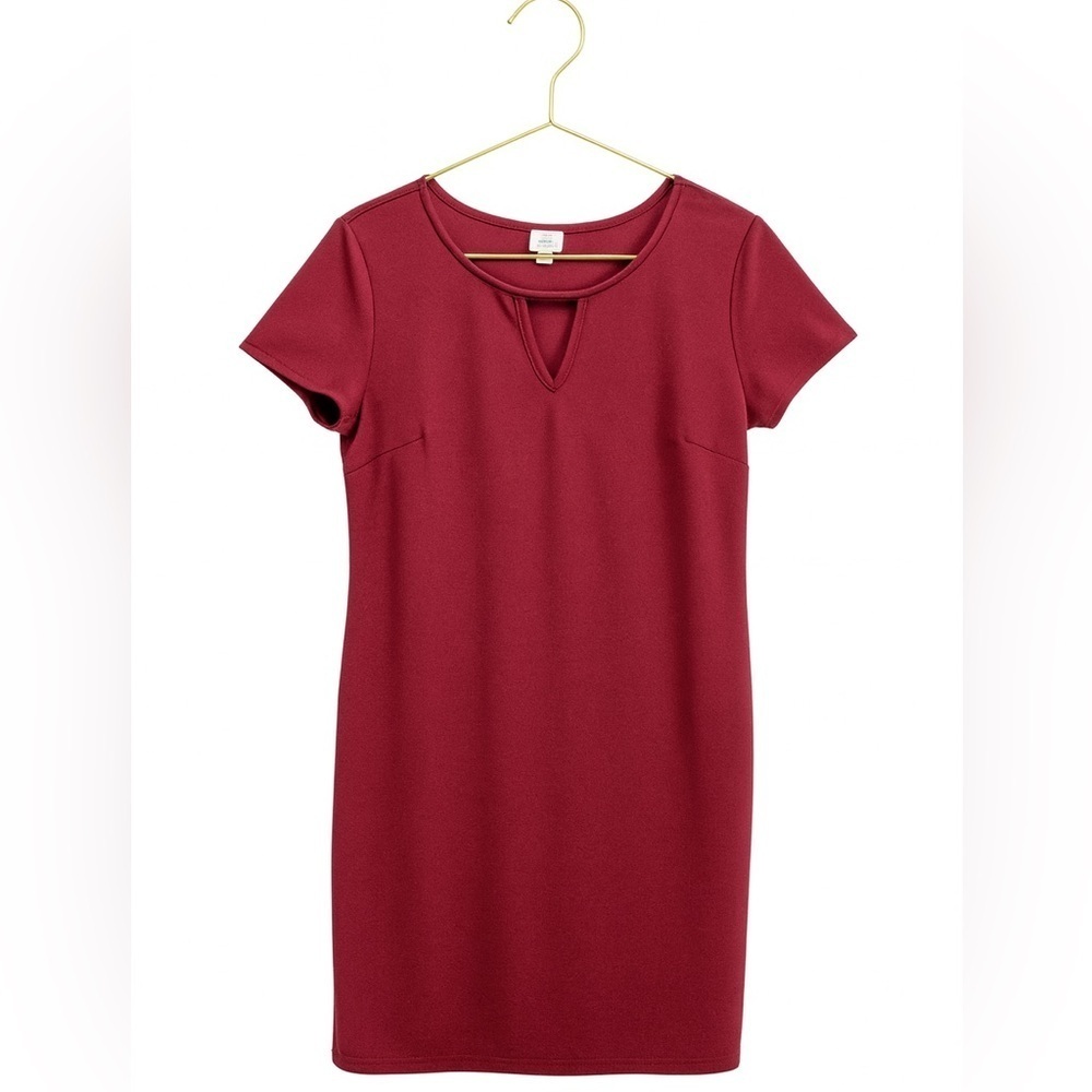 Merona Women's Size Large Dress, Wine Color, Keyhole Cutout Work Casual Comfy